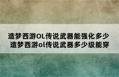 造梦西游OL传说武器能强化多少 造梦西游ol传说武器多少级能穿